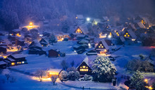 Shirakawago Village Light Up Festival In Winter, Gifu, Chubu, Japan