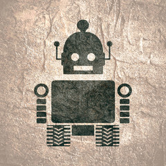 Wall Mural - Cute vintage robot icon. Robotics industry relative image.