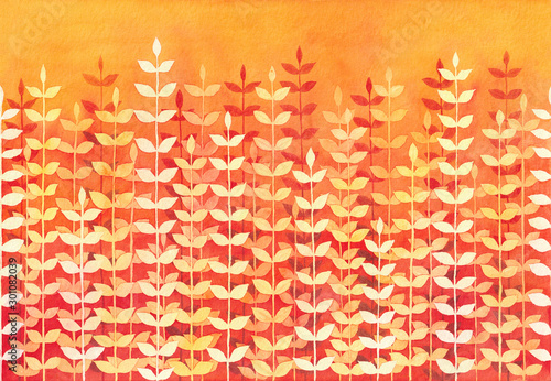 赤い水草の背景 水彩イラスト Stock Illustration Adobe Stock