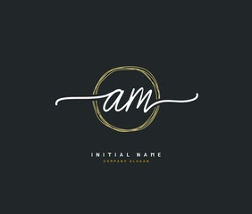 A M AM Beauty vector initial logo, handwriting logo of initial signature, wedding, fashion, jewerly, boutique, floral and botanical with creative template for any company or business.