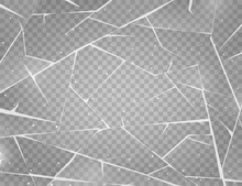 Realistic Cracked Ice Surface. Frozen Glass With Cracks And Scratches. Vector Illustration.