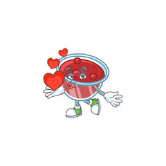 Sticker - Fresh canberries sauce with holding heart cartoon character.