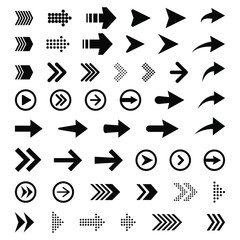 Wall Mural - Set of new style black vector arrows isolated on white. Arrow vector icon. Arrows vector illustration collection