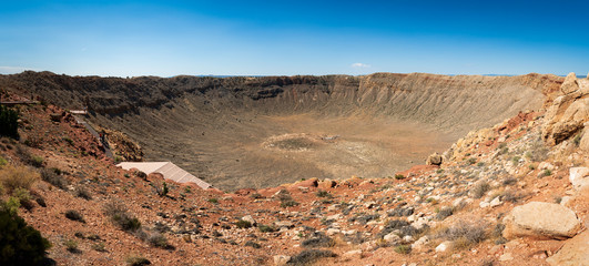 panaramic view of the impact site at meteor crater