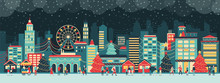 City And People At Christmas