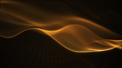 Wall Mural - particle luxury gold abstract background wavy movement for happy new year and merry christmas festive season