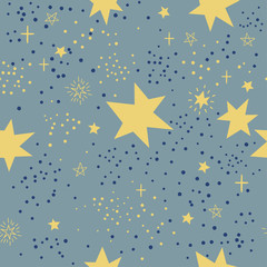 Wall Mural - Vector seamless pattern with doodle stars