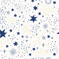 Wall Mural - Vector seamless pattern with doodle stars