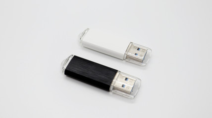 White and Black USB Memory on Isolated Background