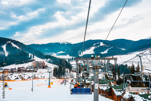 Ski lifts of holiday complexes Poster Mural XXL