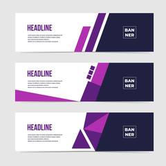Wall Mural - Set of three geometric banner , modern style template design. Landing page design , promotion banner , website banner. Easy to use and editable content. Vector Illustration EPS 10