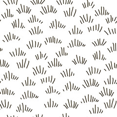 seamless pattern of the black line grass doodle
