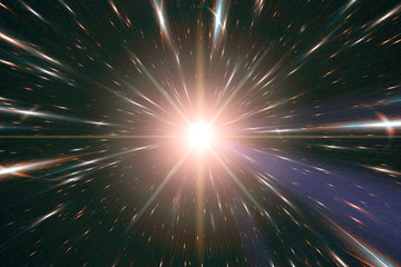 Wall Mural - light stripes. sunburst in galaxy. hyper jump. the elements of this image furnished by nasa.