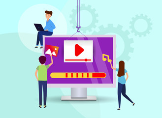 Wall Mural - download video to your computer. update system. watch the video blog or online training, download me