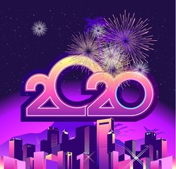 Wall Mural - 2020 calendar holiday city