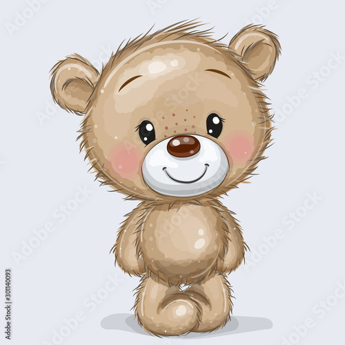 Fotomural Cartoon Teddy Bear isolated on a white background
