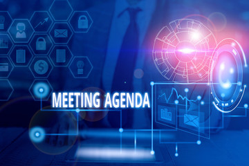 handwriting text writing meeting agenda. conceptual photo items that participants hope to accomplish