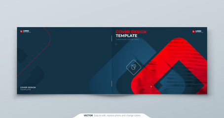 Wall Mural - landscape brochure design. red cover template for brochure, report, catalog, magazine. modern brochu