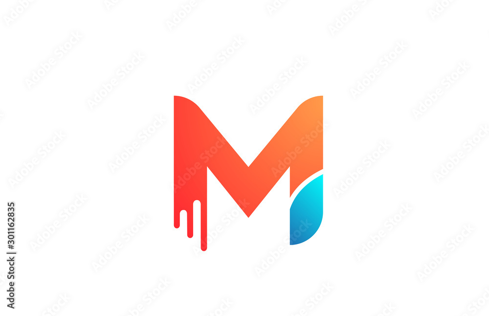 letter M in orange blue alphabet color for company icon logo design ...
