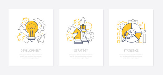 Business planning - line design style icons set