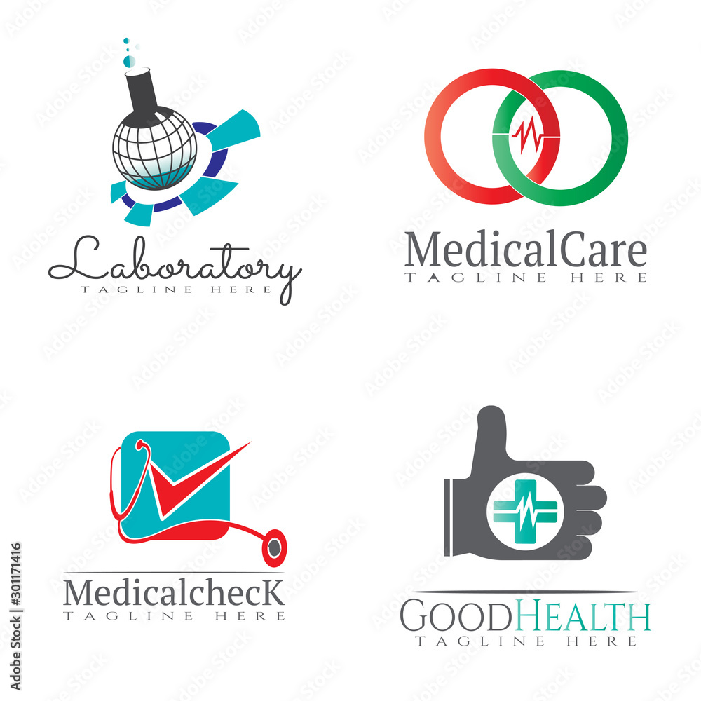 Collection of medical and health logos for clinics, icons of human ...