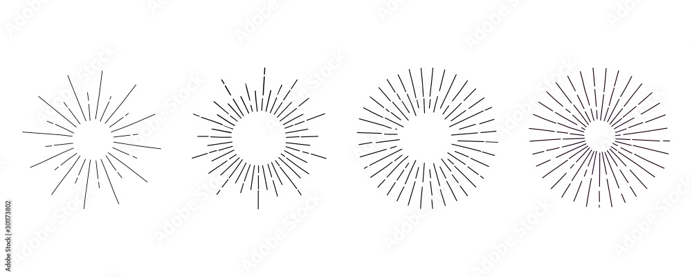 Set of light ray. Hand Drawn vector illustration - obrazy, fototapety, plakaty 