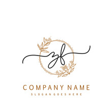 Initial ZF Beauty Monogram And Elegant Logo Design, Handwriting Logo Of Initial Signature, Wedding, Fashion, Floral And Botanical With Creative Template