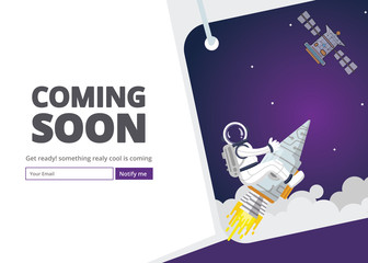 Wall Mural - Coming soon website template. Coming soon landing page design. Coming soon page for a new website. We are launching soon – Illustration