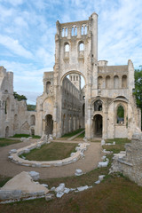 Sticker - the old abbey and Benedictine monastery at Jumieges in Normandy in France