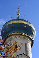 Architecture of Trinity Sergius Lavra, Sergiyev Posad, Russia. Color photo.	