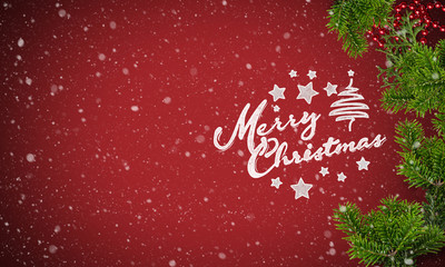 Christmas decoration and Merry Christmas message on paper background