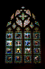 Sticker - detail view of stained glass window in the Cathedral of Saint Corentin, Quimper in Brittany