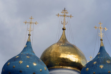 Architecture of Trinity Sergius Lavra, Sergiyev Posad, Russia. Color photo.	