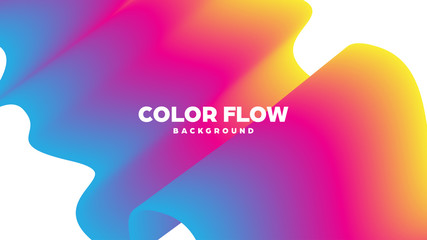 Wall Mural - Abstract trendy geometric background with liquid gradient. Colorful dynamic curve wave. Modern motion banner. Vector illustration.