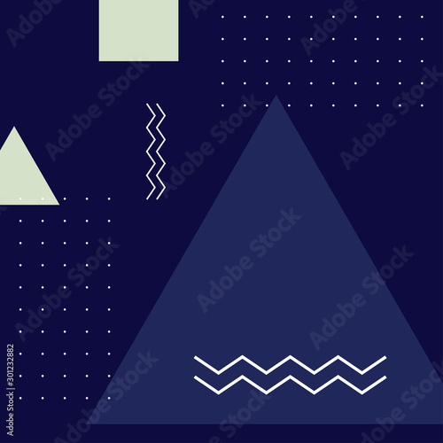 Abstract geometric background with square, triangle, zigzag and dots elements...