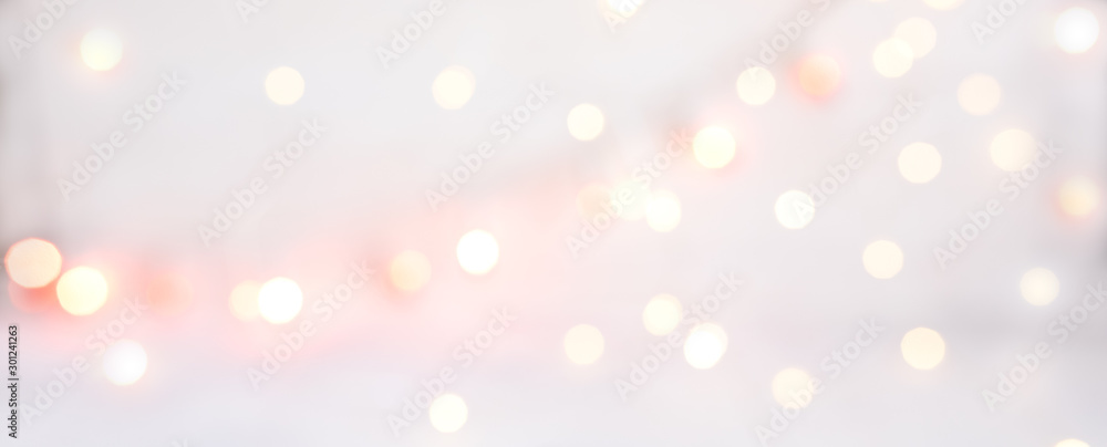 Abstract texture of bokeh christmas lights in rose. Sparkling lights product background. - obrazy, fototapety, plakaty 