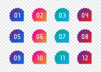 Leinwandbilder - Set of number bullet point 1 to 12