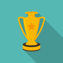 Wall Mural - trophy winner cup icon in a flat design with long shadow
