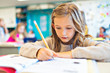 © Louis-Photo - education and school concept little student girl studying at school