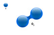 Chemistry model molecule diatomic oxygen O2 scientific element formula. Integrated particles natural inorganic 3d dioxygen gas molecular structure consisting. Two atom vector spheres