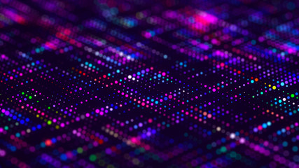 Poster - Visualization musical sounds. Abstract technology background. Artificial intelligence. Science background. Big data visualization. 4k rendering.