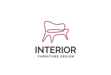 Wall Mural - simple minimalist sofa line art furniture interior logo design flat vector graphics