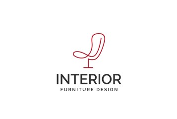 Wall Mural - simple minimalist chair line art furniture interior logo design with flat vector graphics