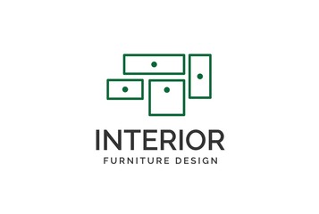 Wall Mural - simple minimalist green cabinet furniture interior logo design flat vector graphics