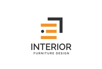 Wall Mural - simple minimalist abstract furniture interior logo design with flat vector graphics