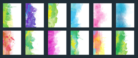 Wall Mural - big set of bright colorful vector watercolor background for poster, brochure or flyer