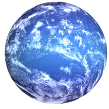 High Detailed Neptune Planet Of Solar System With White Atmosphere Isolated. Fiction Blue Planet. Elements Of This Image Furnished By NASA.