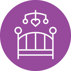 Poster - Baby Crib With Mobile Outline Icon