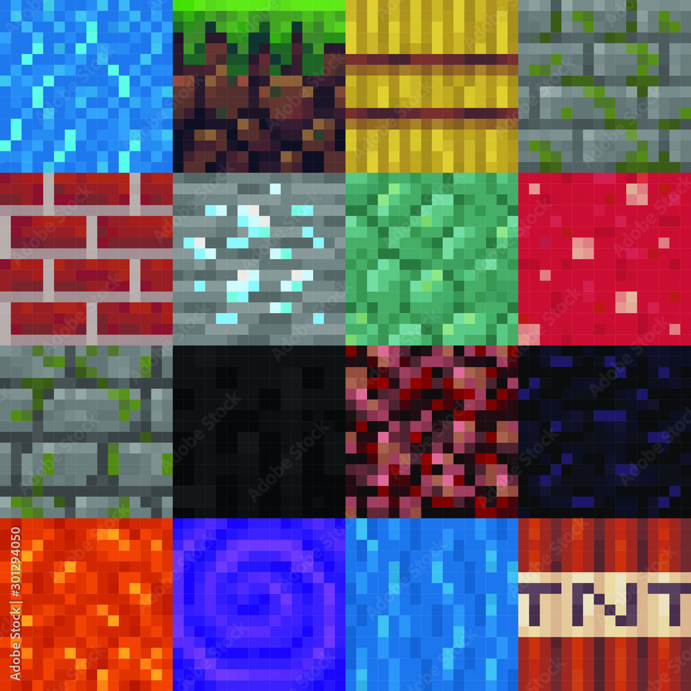 Textures tile seamless pattern mega set for pixel art style game ...