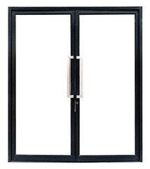 black aluminium double door isolated on white background,include clipping path